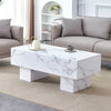 43.3" Modern White Rectangular Faux Marble Coffee Table with Black Pattern
