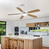 52" White Modern Ceiling Fan with Light, Remote Control, 6-Wind Speeds, 5 Dual Finish Blades