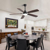 52" Black Modern Ceiling Fan with Dimmable LED Light, 6-Wind Speed, 5 Dual Finish Blades & Remote Control