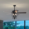 26" Modern Matte Black Chandelier Ceiling Fan with 4-Light - 5 Wood Blades, Reversible Airflow