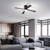 24'' Modern Matte Black Ceiling Fan with Light & Remote Control - Low Profile Ceiling Fan