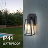 4.8” Industrial Black Outdoor Wall Sconce with Clear Glass Shade - Hardwired Light