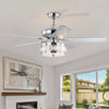52" Bohemian Chandelier Ceiling Fan with Reversible Wooden Blades in Polished Chrome