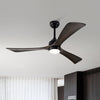 52" Black Ceiling Fan with Light, 3 Black Walnut Reversible Blades, Remote Control & 6 Speed Levels