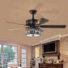 52" Matte Black Crystal Chandelier Ceiling Fan with Reversible Blades - Dual Finish, Remote Control
