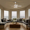 52" White Chandelier Ceiling Fan with Light, 5 Reversible Blades & Remote Control - Crystal Ceiling Fan