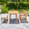 Light Brown Outdoor Dining Sets for 4 - Acacia Wood Dining Table with Umbrella Hole, 2 Chairs & Bench