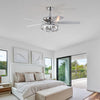 52" Chrome Chandelier Ceiling Fan with 5 Reversible Blades, Light Kit & Remote Control - Crystal Ceiling Fan