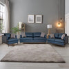 Modern Navy Blue Top Grain Leather Comfy Accent Chair