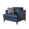 Modern Navy Blue Top Grain Leather Comfy Accent Chair