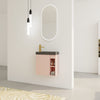 20" Modern Pink Wall-Mounted Compact Bathroom Vanity with Black Sink & Two Open Shelves