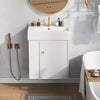21.6" White Floating Bathroom Vanity with Ceramic Sink & Left Side Storage Cabinet