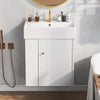 21.6" White Floating Bathroom Vanity with Ceramic Sink & Left Side Storage Cabinet