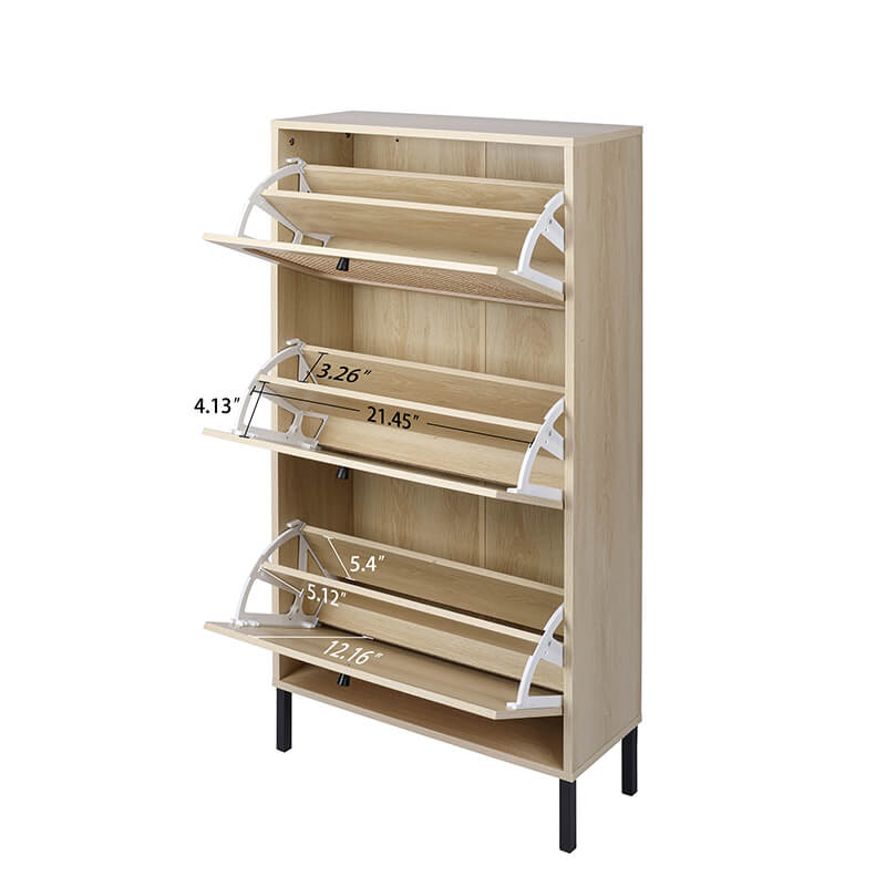 Rattan Shoe Cabinet with Flip Rack - CharmyDecor- CharmyDecor