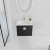 24" Black Wall-Mounted Bathroom Vanity With Ceramic Sink Top & 2 Soft Close Doors