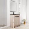 24" White Oak Freestanding Bathroom Vanity with Black Ceramic Sink  & Soft-Close Cabinet Doors