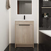 24" White Oak Freestanding Bathroom Vanity with White Ceramic Sink (Thick Edge) & Soft-Close Cabinet Doors