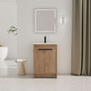 24" Imitative Oak Freestanding Bathroom Vanity with White Ceramic Sink  & Soft-Close Cabinet Doors