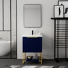 24" Luxury Navy Blue Freestanding Bathroom Vanity with Resin Top and Soft Close Doors