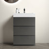 24" Modern Grey Alice Freestanding Bathroom Vanity with White Sink and 3 Drawers