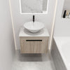 24" Modern White Oak Floating Bathroom Vanity With Round Ceramic Sink (Model B)