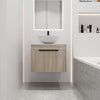 24" Modern White Oak Floating Bathroom Vanity With Round Ceramic Sink (Model A)