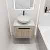 24" Modern White Oak Floating Bathroom Vanity With Round Ceramic Sink (Model A)