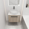 24" Modern White Oak Floating Bathroom Vanity With Round Ceramic Sink (Model C)