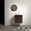 24" Modern Walnut Floating Bathroom Vanity with Black Sink & 2 Drawers