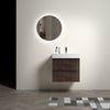 24" Modern Walnut Floating Bathroom Vanity with White Sink & 2 Drawers