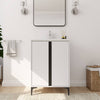24" White Freestanding Bathroom Vanity With Ceramic Sink & Adjustable Shelves