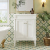 24" Modern White Freestanding Bathroom Vanity with Single Sink and 2-Tier Shelf