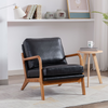 25.5" Black Mid-century Modern Accent Chair in Wooden Frame