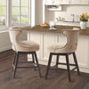 25.75" Beige Counter Height Bar Stool with Nailbed Accent