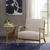 27.5" Modern Cream Upholstered Arm Chair in Wood Frame