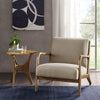 27.5" Modern Taupe Upholstered Arm Chair in Wood Frame