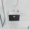 28" Black Wall-Mounted Bathroom Vanity With Ceramic Sink Top & 2 Soft Close Doors