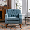 29.50" Tufted Blue Accent Armchair with Vintage Brass Studs