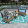 3-Piece Blue Rattan Outdoor Patio Rocking Set with Cushion and Table