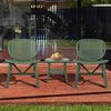 3-Pieces Green Hollow Design Patio Chair & Table Set with Open Shelf