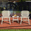 3-Pieces White Hollow Design Patio Chair & Table Set with Open Shelf