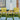 3-Pieces Yellow Hollow Design Patio Chair & Table Set with Open Shelf