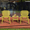 3-Pieces Yellow Hollow Design Patio Chair & Table Set with Open Shelf