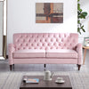 3-Seater Mid-Century Modern Cute Sofa in Pink Velvet with Tufted Button Design