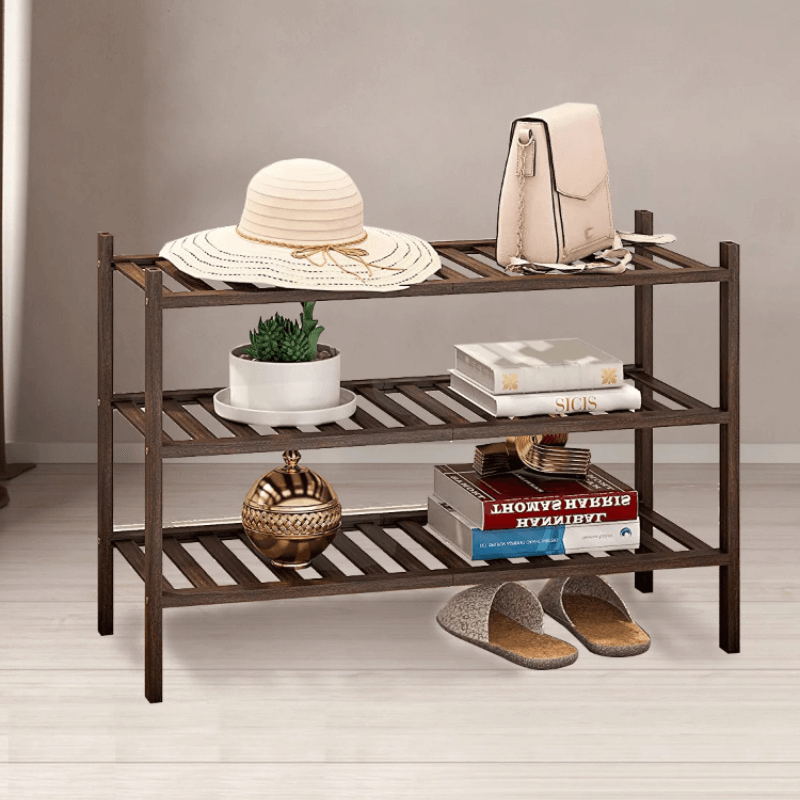 3-Tier Stackable Wooden Shoe Shelf Organizer Rack – CharmyDecor