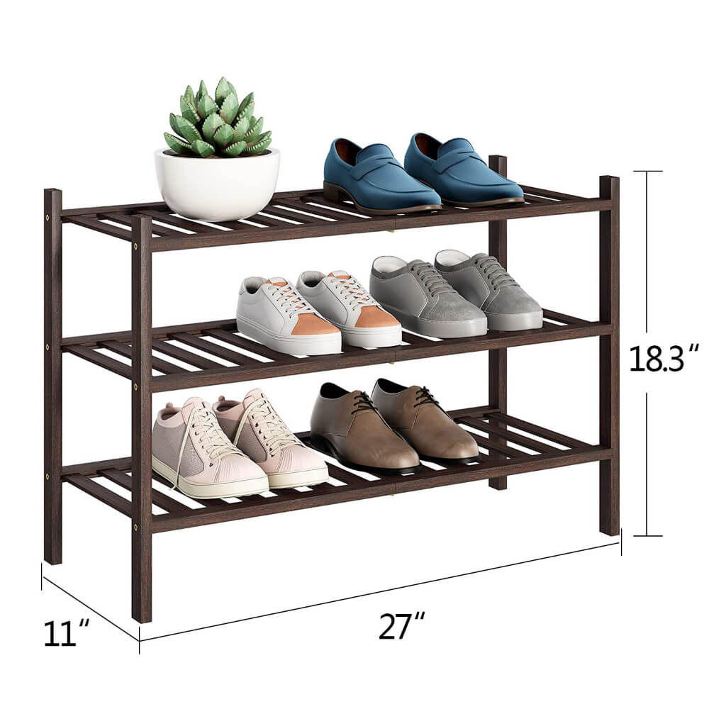 3-Tier Stackable Wooden Shoe Shelf Organizer Rack – CharmyDecor