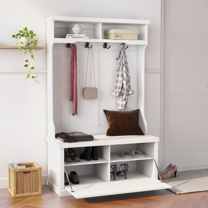 Shoe Storage Coat Rack With Baskets For Storage Litake Hall Tree