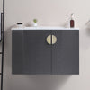 30" Black Floating Bathroom Vanity with Sink, Two Doors and Open Side Storage Shelf (Left Side)