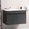 30" Black Wall-mounted Bathroom Vanity with White Ceramic Basin and 2 Soft Close Doors