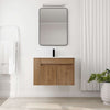 30" Imitative Oak Wall-Mounted Bathroom Vanity with White Sink, Soft Close Doors and Side Open Shelf